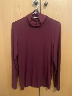 CLOSSHIタートルネック リブニット 長袖 ワインレッド レディース