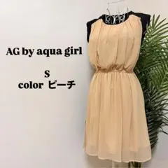 AG by aquagirl バイカラー　ピーチ　ブラック　S ワンピース