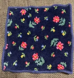 【美品】FEILER フェイラー ハンドタオル 花柄 ネイビー