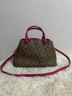 COACH シグネチャー 2way ショルダーバッグ ピンク - メルカリ