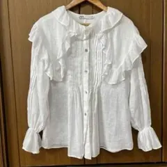 ZARA / ザラ　フリルデザイン ホワイトシャツ M