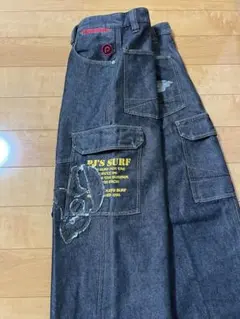 PJ'S SURF 黒光沢 バギーデニム カーゴパンツ B系 HIPHOP