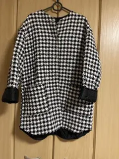 ZARA 千鳥格子 ノーカラージャケット キルティング