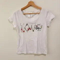 anano 半袖Tシャツ LOVEモチーフ プリント ホワイト レディースのサムネイル