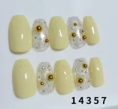 現品☆バターイエロー 黄色 ブリオン クリア系　ネイルチップ 10個セット