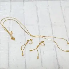 【1回使用】ネックレス・イヤリングセット売り◆ 金色 レディース