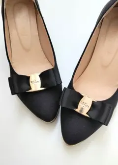 ☆バックル ブラック リボン シューズクリップ フォーマル☆パーティー