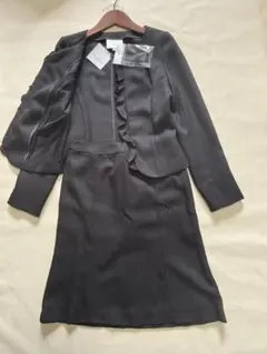 S740★新品エマジェイムス スカートスーツ フォーマル 7黒ラメ フリル結婚式