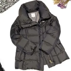 美品【組曲 KUMIKYOKU 】フェザー混ダウンコート ダークブラウン 光沢