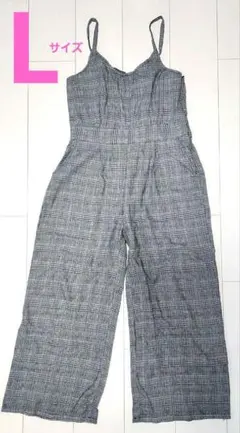 【GRL】グレー、黒、赤のチェックサロペット⭐ストラップ付き⭐Lサイズ