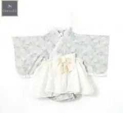 cottoli バースデイ ベビー袴ロンパース 花柄 ミントグリーン 70