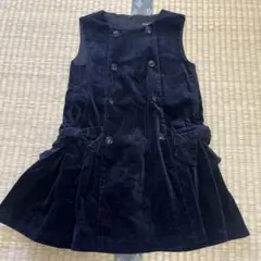 Bebeコーデュロイ ノースリーブ ブラックワンピース 110cm