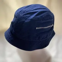 00s adidas バケットハット ジッパーポケット ネイビー　トレフォイル