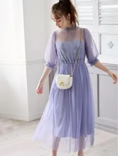 結婚式お呼ばれドレス　透け感チュールドレス