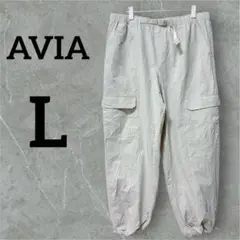 AVIA【L】カーゴパンツ ワークパンツ ホワイト系 大きい ドローコード
