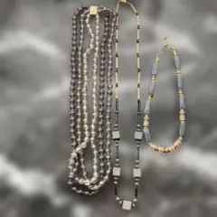 レトロネックレスグレー系セット