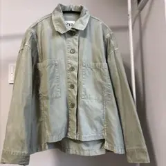 ZARA ジャケット　羽織　カーキ　ミリタリー風　ポケット　前あき