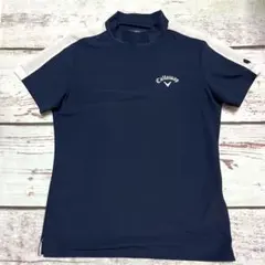 Callaway レディース ゴルフウェア モックネック半袖シャツ ネイビー Lのサムネイル