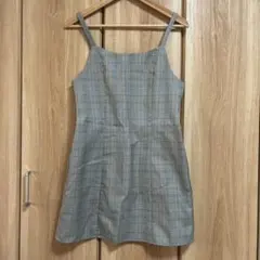 しまむら　キャミワンピース グレー系チェック