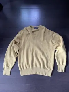 古着イエロー Vネックニットセーター