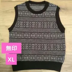 無印　アンデスウールジャガード編み　ベスト レディース　XL