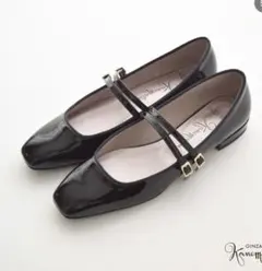 【未使用】銀座かねまつ エナメル タッセルローファー シューズ 黒 25D 銀座かねまつ エナメル タッセルローファー シューズ 黒 25D