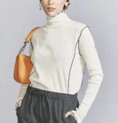 BEAUTY&YOUTH メローステッチタートルネックカットソー オフホワイトのサムネイル