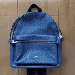 【美品】COACH ミニリュック ブルー レザー