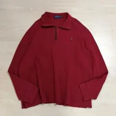 ポロ ラルフローレン レッド ハーフジップ XL トレーナー スウェット ニット