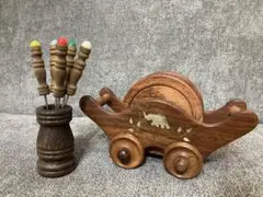 昭和レトロ フルーツピックとコースター