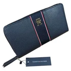 TommyHilfiger 長財布 メンズ ネイビー THロゴ ラウンドジップのサムネイル