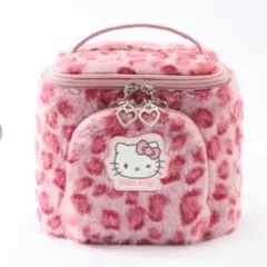 新品✨ ハローキティ しまむら ヒョウ柄 バニティ ファー ポーチ ピンク