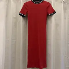 ZARA リブニット ロングワンピース 半袖のサムネイル