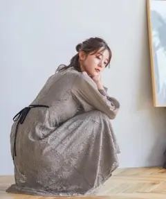 美品 niana ニアナ ドット ワンピース L ゆったり 大きい 結婚式 niana（ニアナ） 結婚式 ワンピース パーティードレス 大きいサイズ