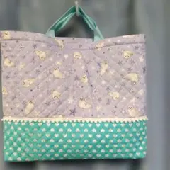 手提げバッグ　アザラシ　ハンドメイド　キルティング　女の子　入園　入学