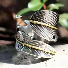 男女兼用✨ ヴィンテージ フェザー 羽 オープン リング指輪 レトロ 調節可能