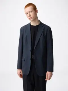 1回着 25年モデル GU ウォッシャブルテーラードジャケット ネイビー L