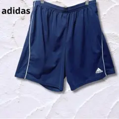 アディダス ショートパンツ 膝上 ストレート 2XO 紺 サッカー ビッグサイズ
