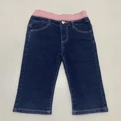 のびるっちデニムハーフパンツ 130 ハートボタン インディゴ