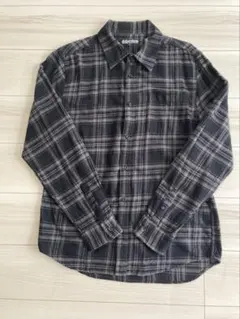 メンズ　長袖シャツ　黒　チェック　XL