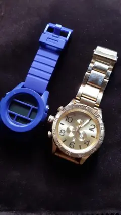 NIXON THE BANKS クロノ 腕時計 ブルー　チェック 希少色　稼働品 NIXON THE BANKS クロノ 腕時計 ブルー チェック 希少色 稼働品 - メルカリ