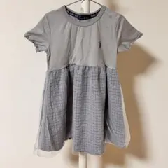 子供服　EASTBOY 半袖ワンピース グレー/チェック柄　110㎝　美品