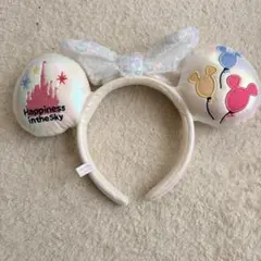 ディズニーリゾート　バルーンカチューシャ　ミニー　ホワイト　スパンコール