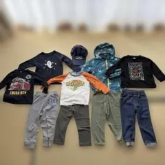 【100サイズ】男の子長袖長ズボン10点セット•帽子、ウィンドブレーカー付き