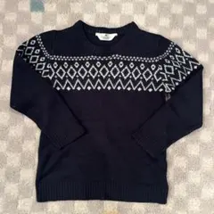 H&M 幾何学模様 ネイビー セーター 134/140