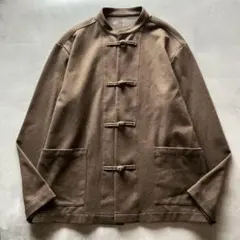 상태좋음 ✨無印良品 結び釦 チャイナシャツ ストレッチ 起毛 ユニセックス L〜XL