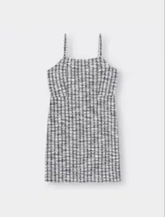 キャミワンピース ホワイト/ブラック ツイード風　GU Sサイズ