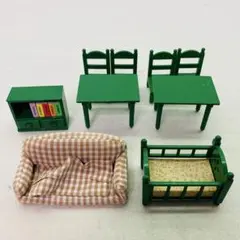 シルバニアファミリー　緑の家具　まとめ売り　初期　レア　廃盤　昭和レトロ