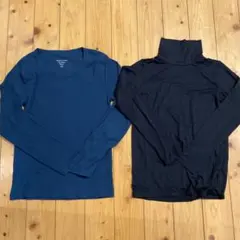 美品＊ヒートテック150 タートル　リブ編みカットソー160 黒　2枚セット