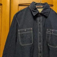 grn ジーアールエヌ 長袖 シャツ １ Ｓ ドット 刺繍 ネイビー 紺色のサムネイル